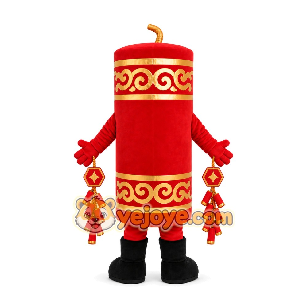Red Firecracker Mascot Costume Red Firecracker Mascot Costume