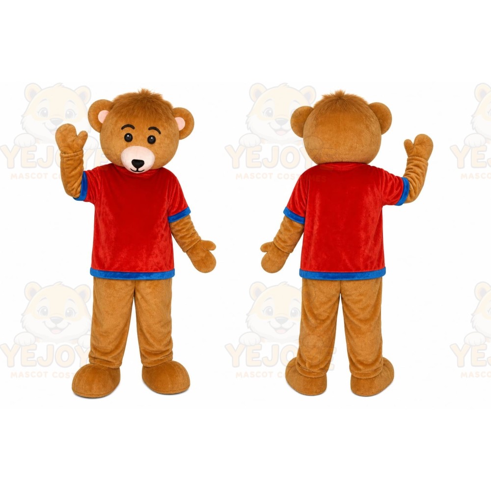 Brown Monkey Red Shirt Mascot Costume