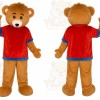Brown Monkey Red Shirt Mascot Costume