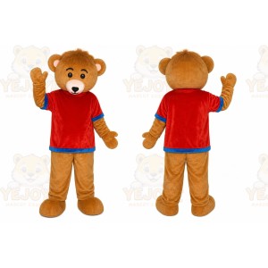 Brown Monkey Red Shirt Mascot Costume