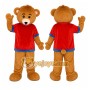 Brown Bear Red Shirt Mascot Costume