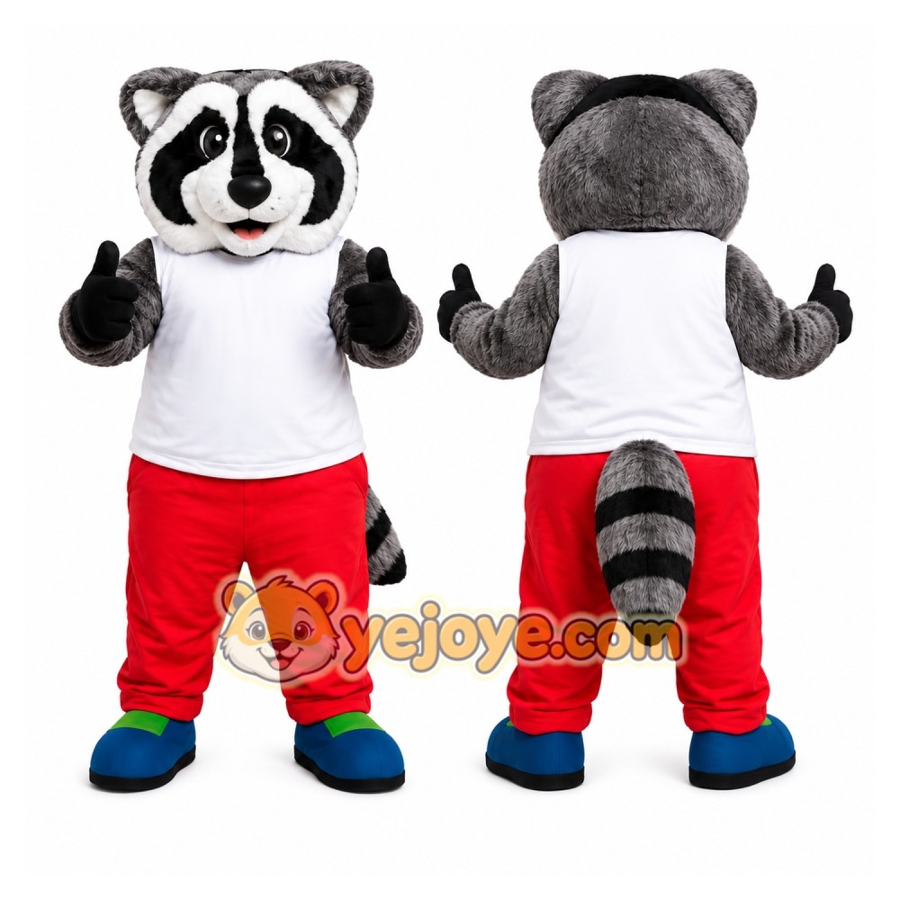 Raccoon Red Pants Mascot Costume Raccoon Red Pants Mascot Costume