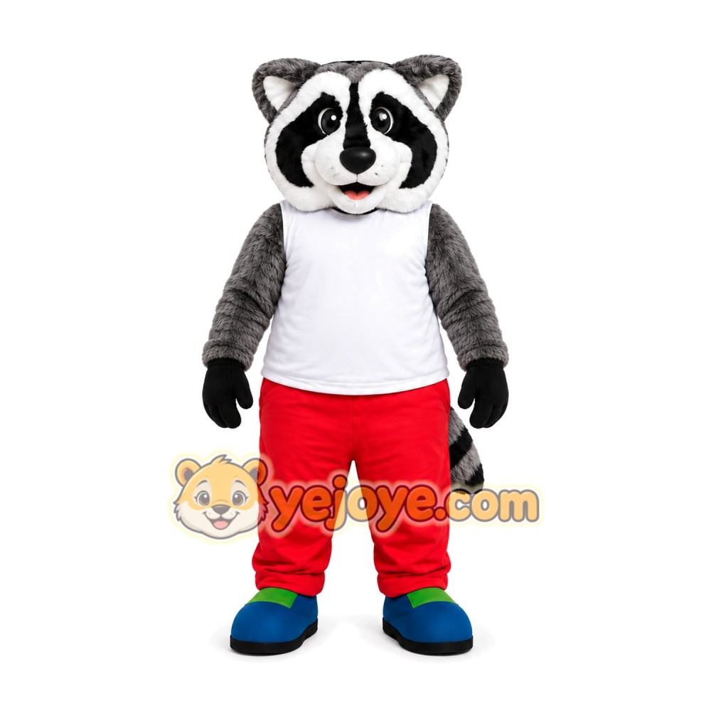 Raccoon Red Pants Mascot Costume Raccoon Red Pants Mascot Costume
