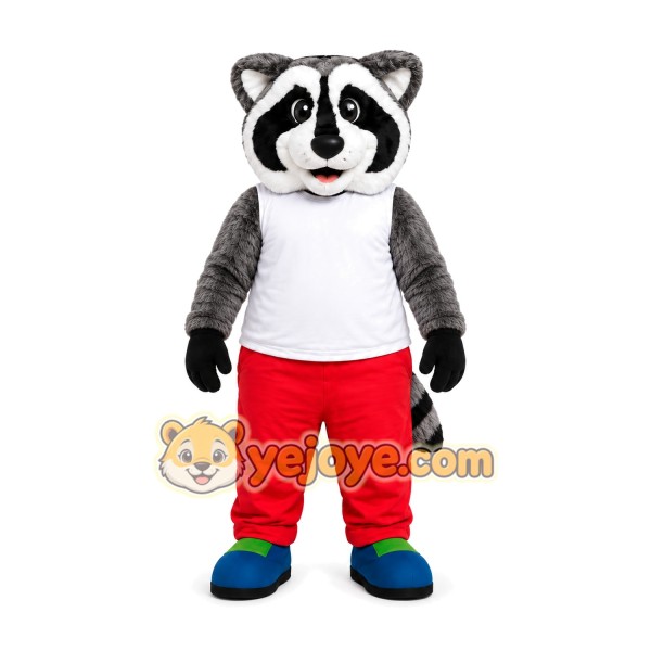 Raccoon Red Pants Mascot Costume Raccoon Red Pants Mascot Costume