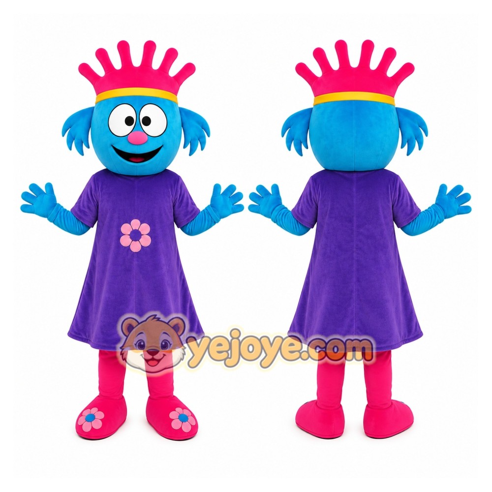 Blue Hair Girl Mascot Costume Blue Hair Girl Mascot Costume