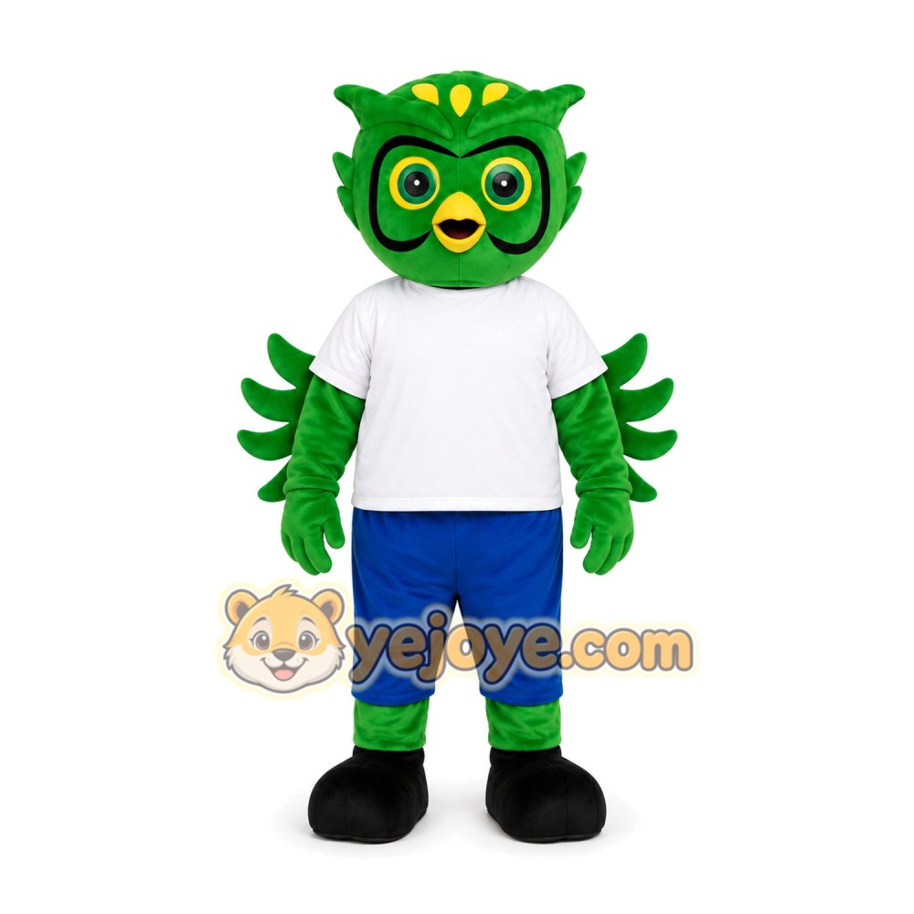 Green Owl Mascot Costume Green Owl Mascot Costume