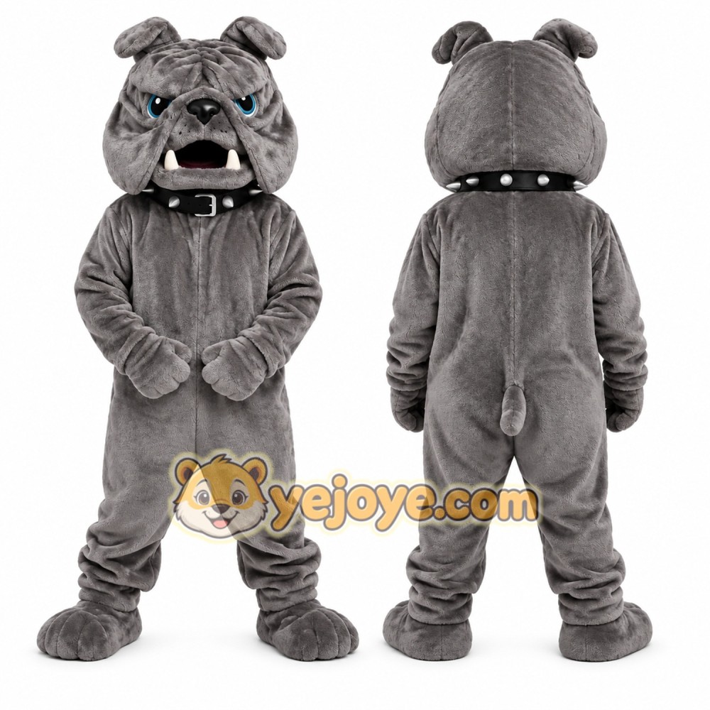Gray Bulldog Mascot Costume Gray Bulldog Mascot Costume