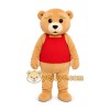Tan Bear Red Shirt Mascot Costume