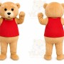 Tan Bear Red Shirt Mascot Costume