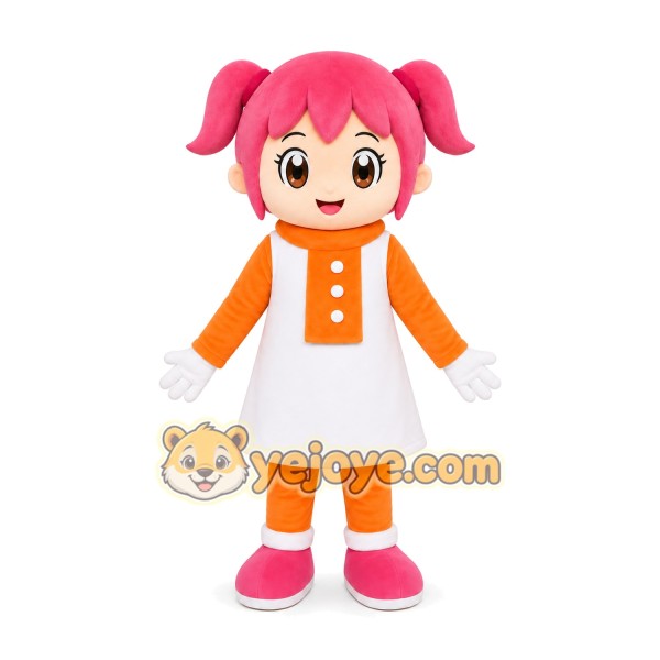 Pink Hair Girl Mascot Costume