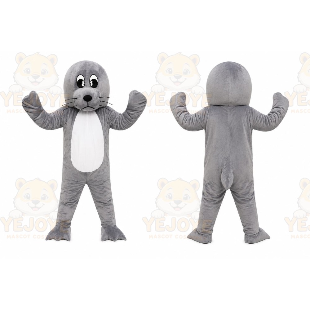 Cute Gray Seal Mascot Costume