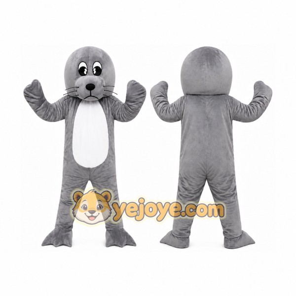 Cute Gray Seal Mascot Costume