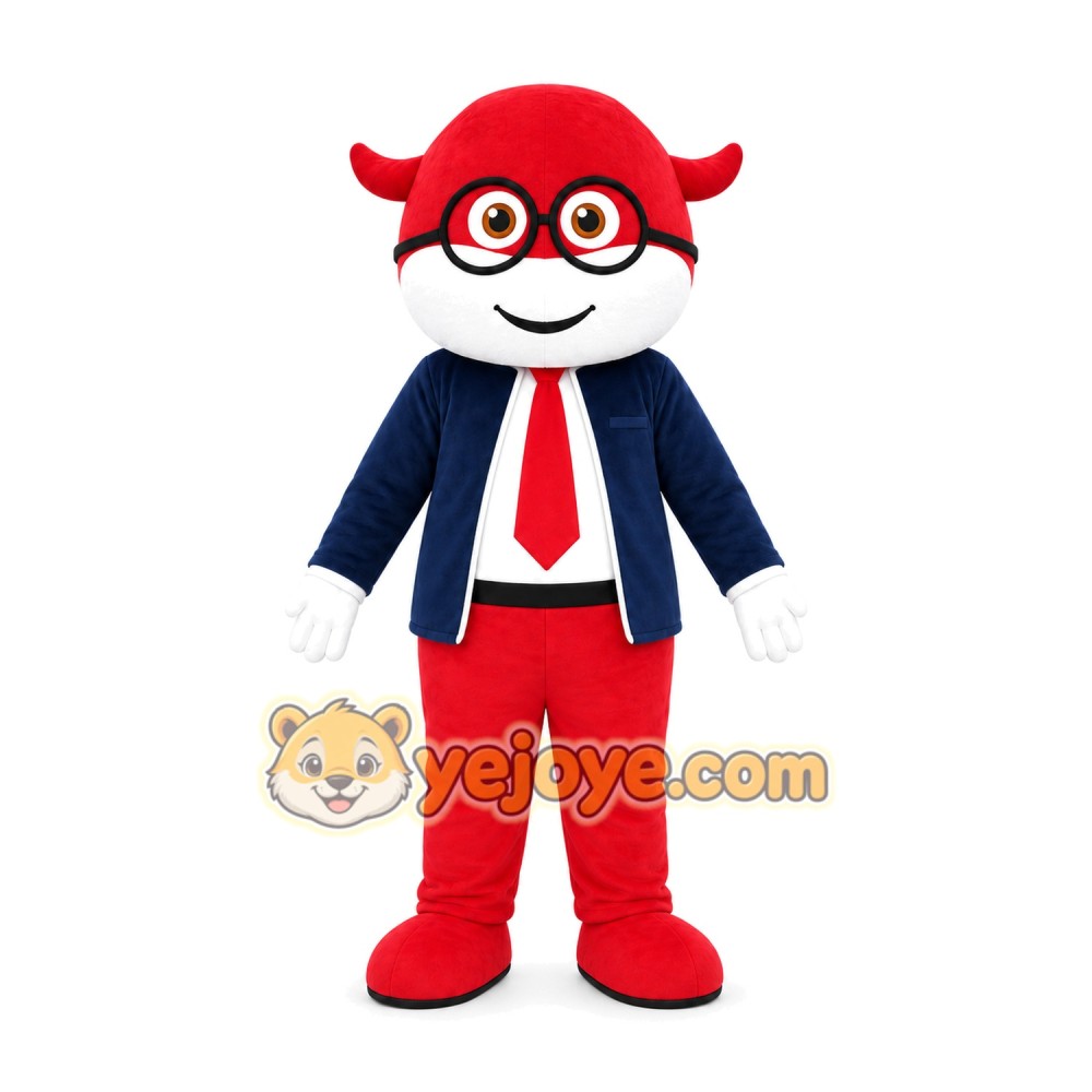 Red Superhero Cow Mascot Costume