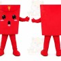 Red Rectangle Character Mascot Costume