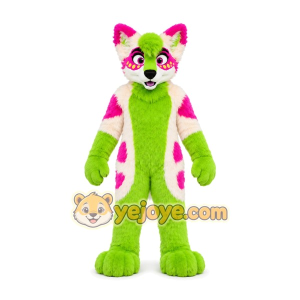 Green Spotted Husky Mascot Costume Green Spotted Husky Mascot Costume