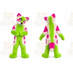Green Spotted Husky Mascot Costume