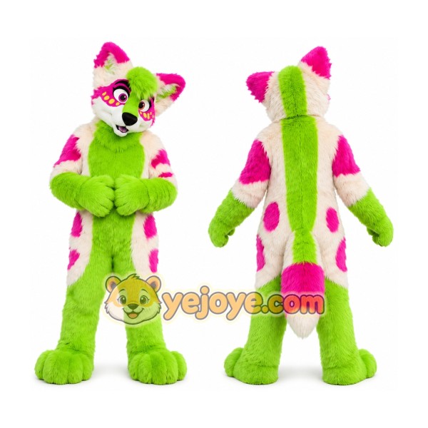 Green Spotted Husky Mascot Costume