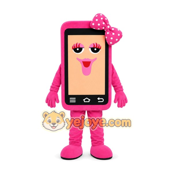 Pink Phone Mascot Costume Pink Phone Mascot Costume