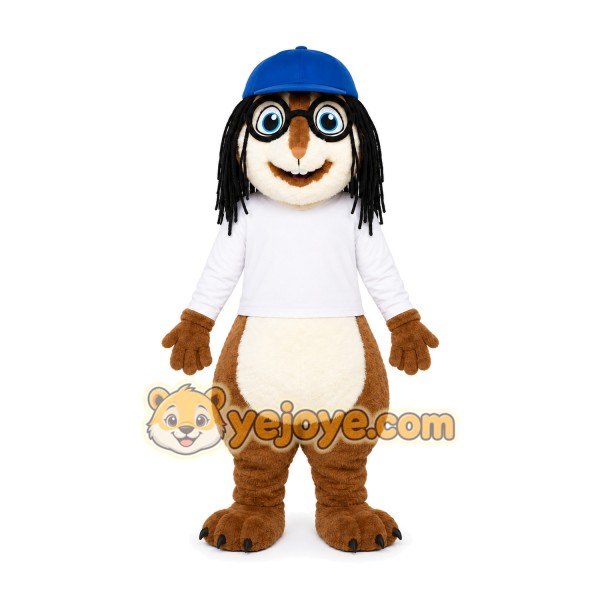 Brown Dog Cap Mascot Costume