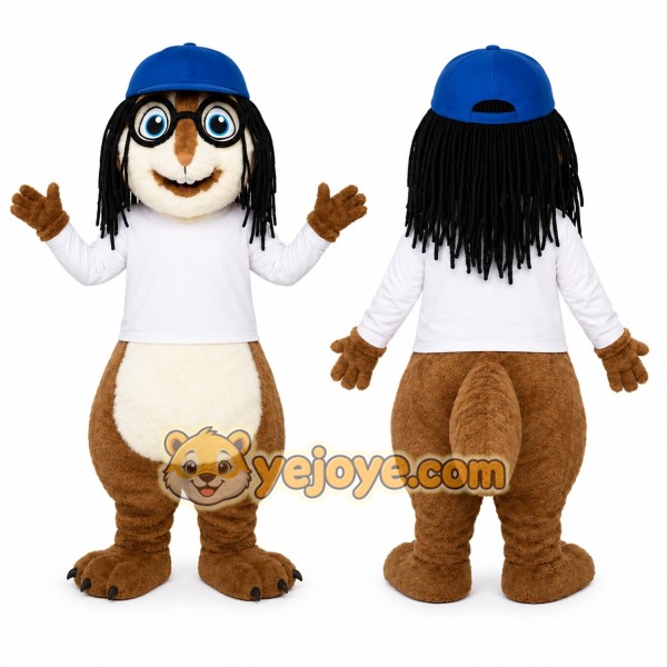 Brown Dog Cap Mascot Costume