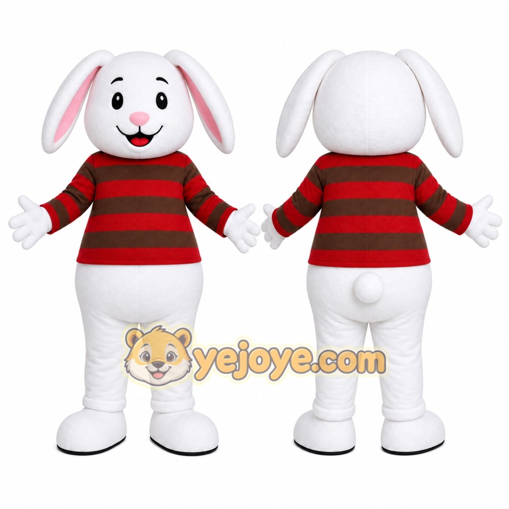 White Rabbit Striped Mascot Costume
