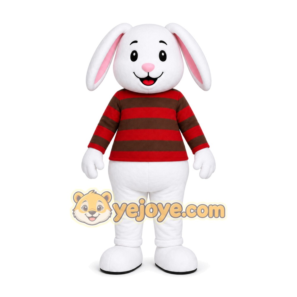 White Rabbit Striped Mascot Costume