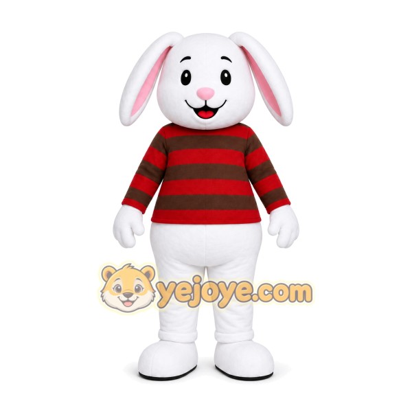 White Rabbit Striped Mascot Costume White Rabbit Striped Mascot Costume