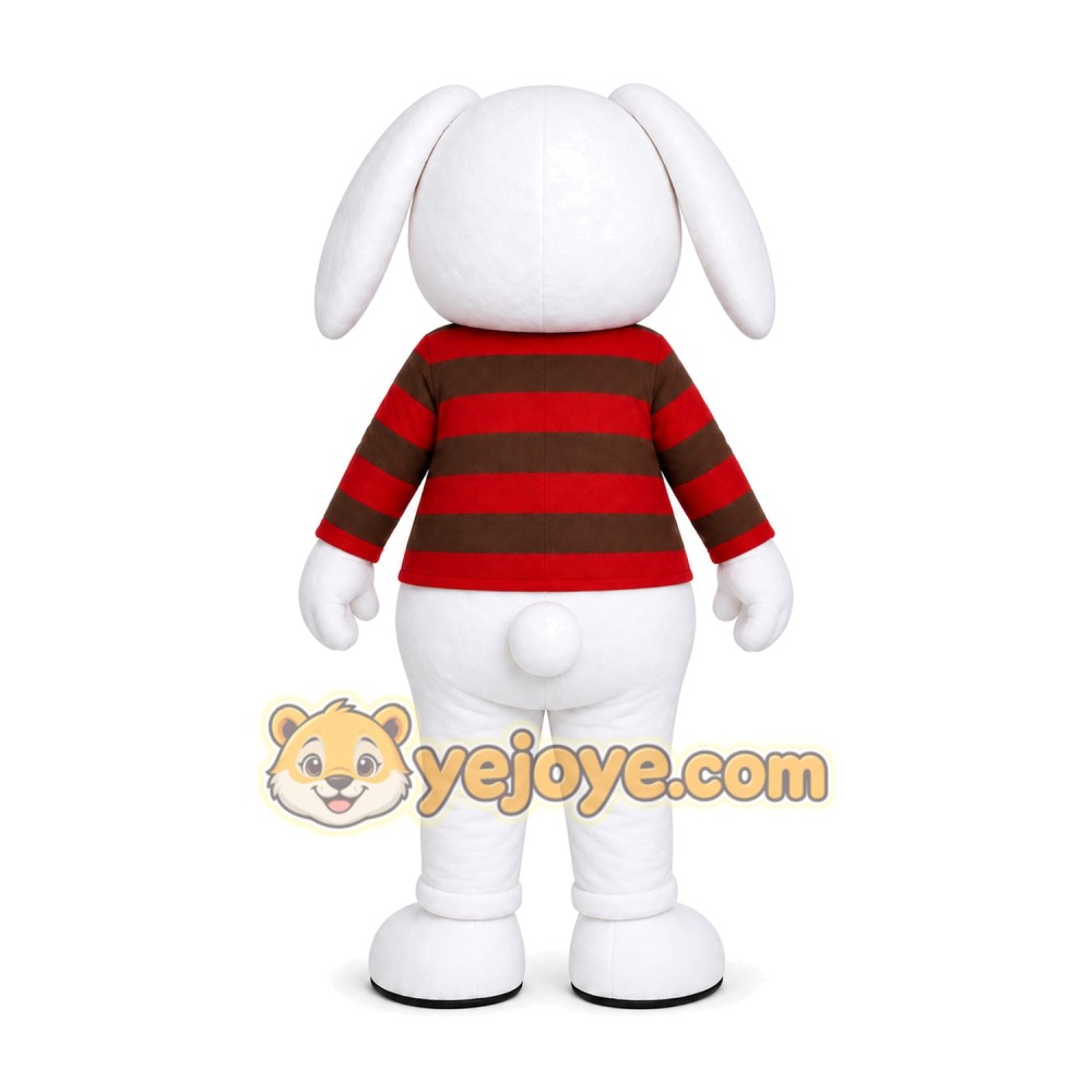 White Rabbit Striped Mascot Costume
