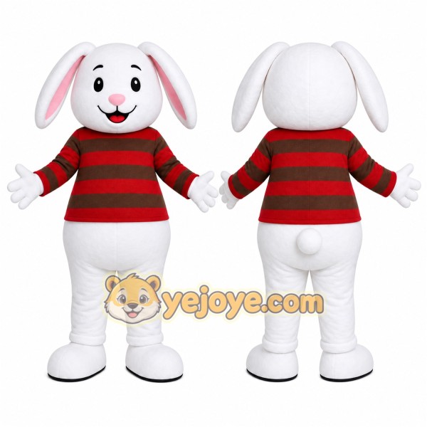 White Rabbit Striped Mascot Costume