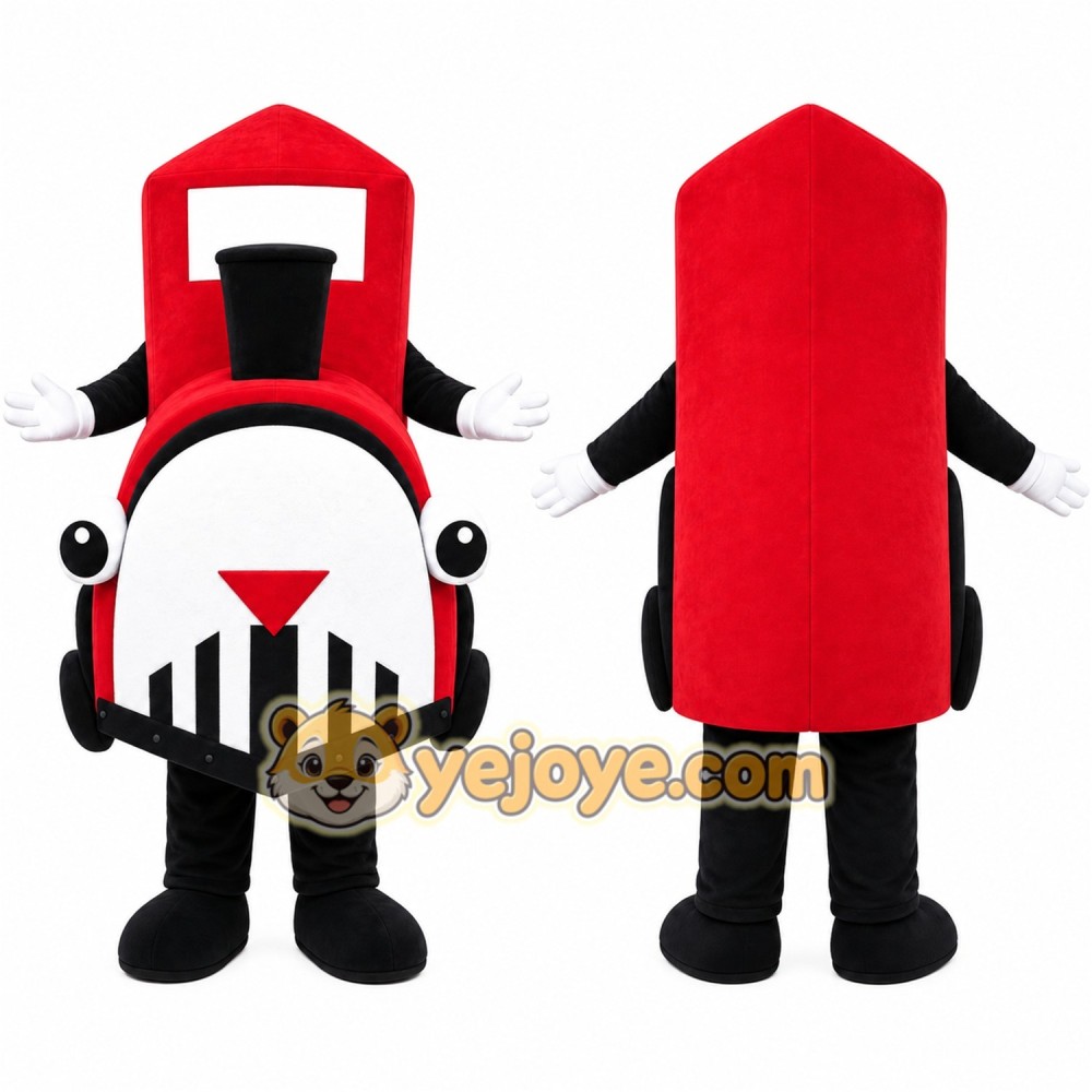 Red Train Mascot Costume Red Train Mascot Costume