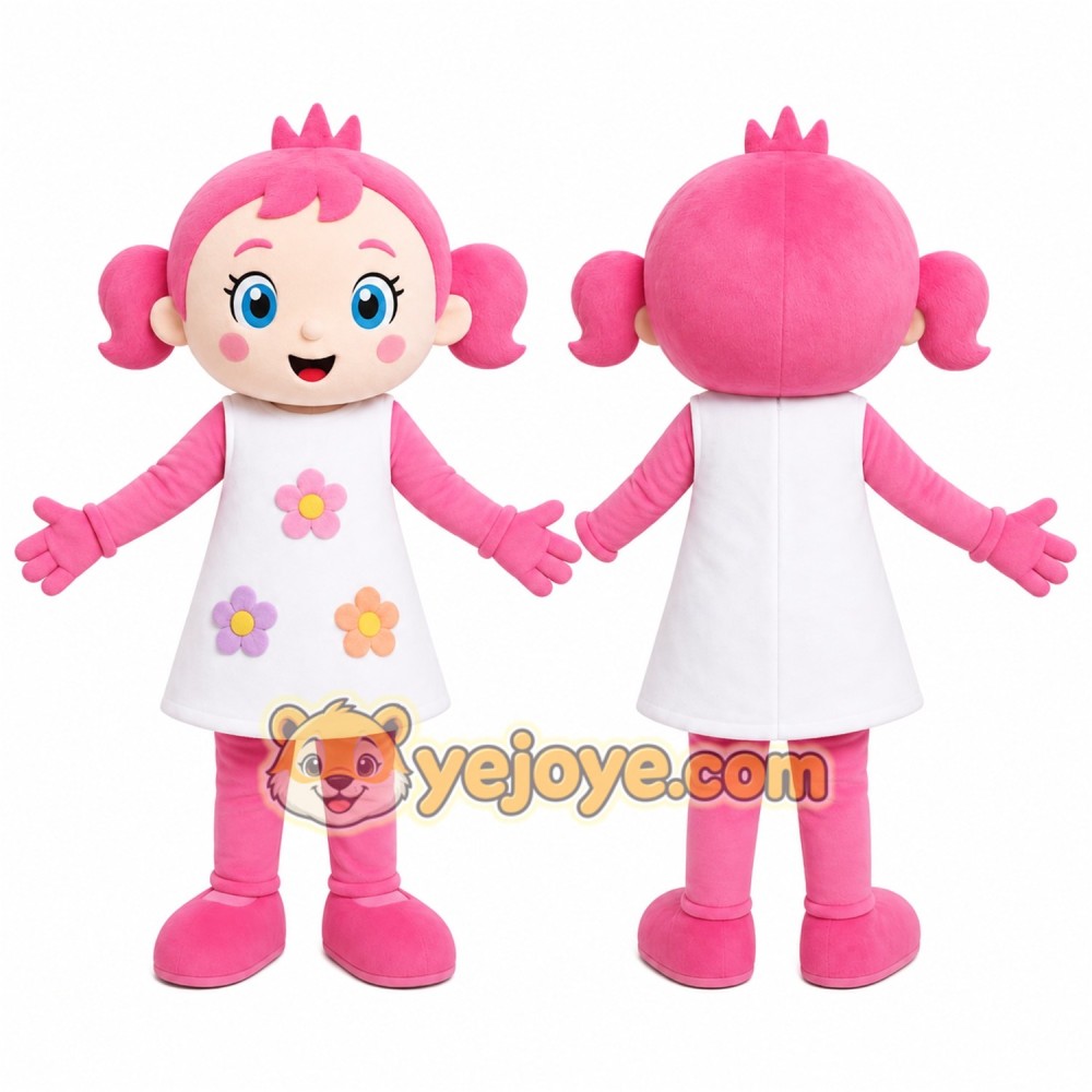Pink Doll Mascot Costume