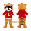 Red Shirt Raccoon Mascot Costume