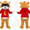 Red Shirt Raccoon Mascot Costume