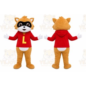 Red Shirt Raccoon Mascot Costume