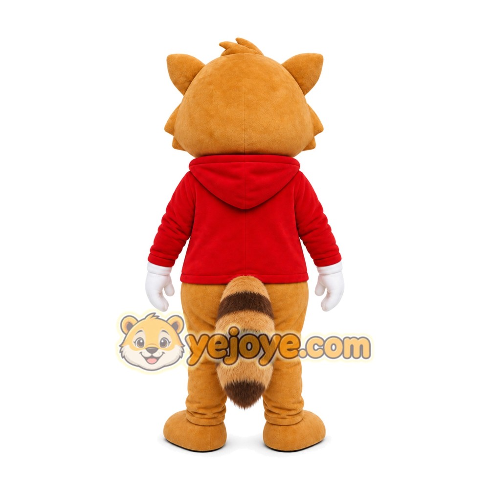Red Shirt Raccoon Mascot Costume Red Shirt Raccoon Mascot Costume