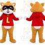 Red Shirt Raccoon Mascot Costume