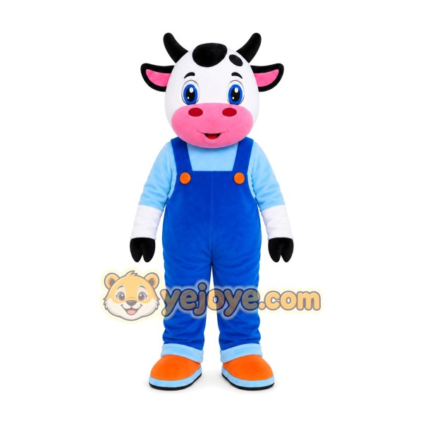 Cow Overalls Mascot Costume Cow Overalls Mascot Costume