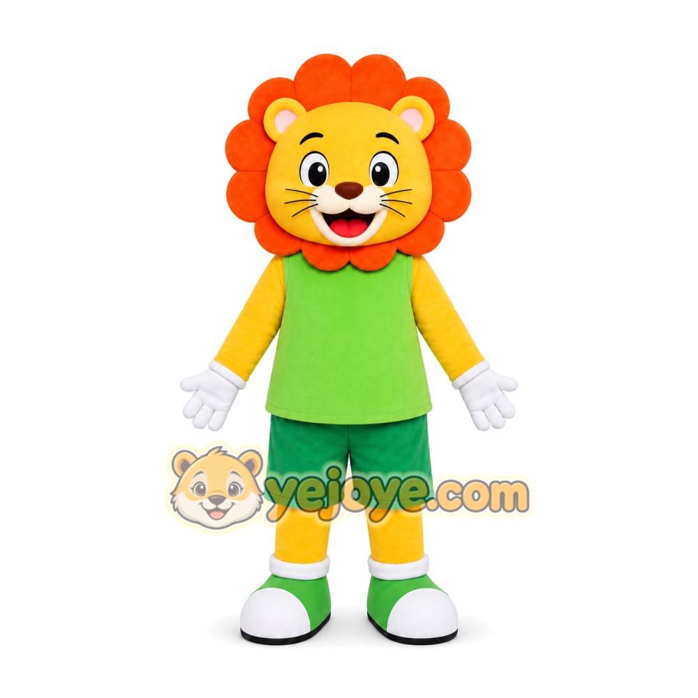 Lion Green Shirt Mascot Costume Lion Green Shirt Mascot Costume