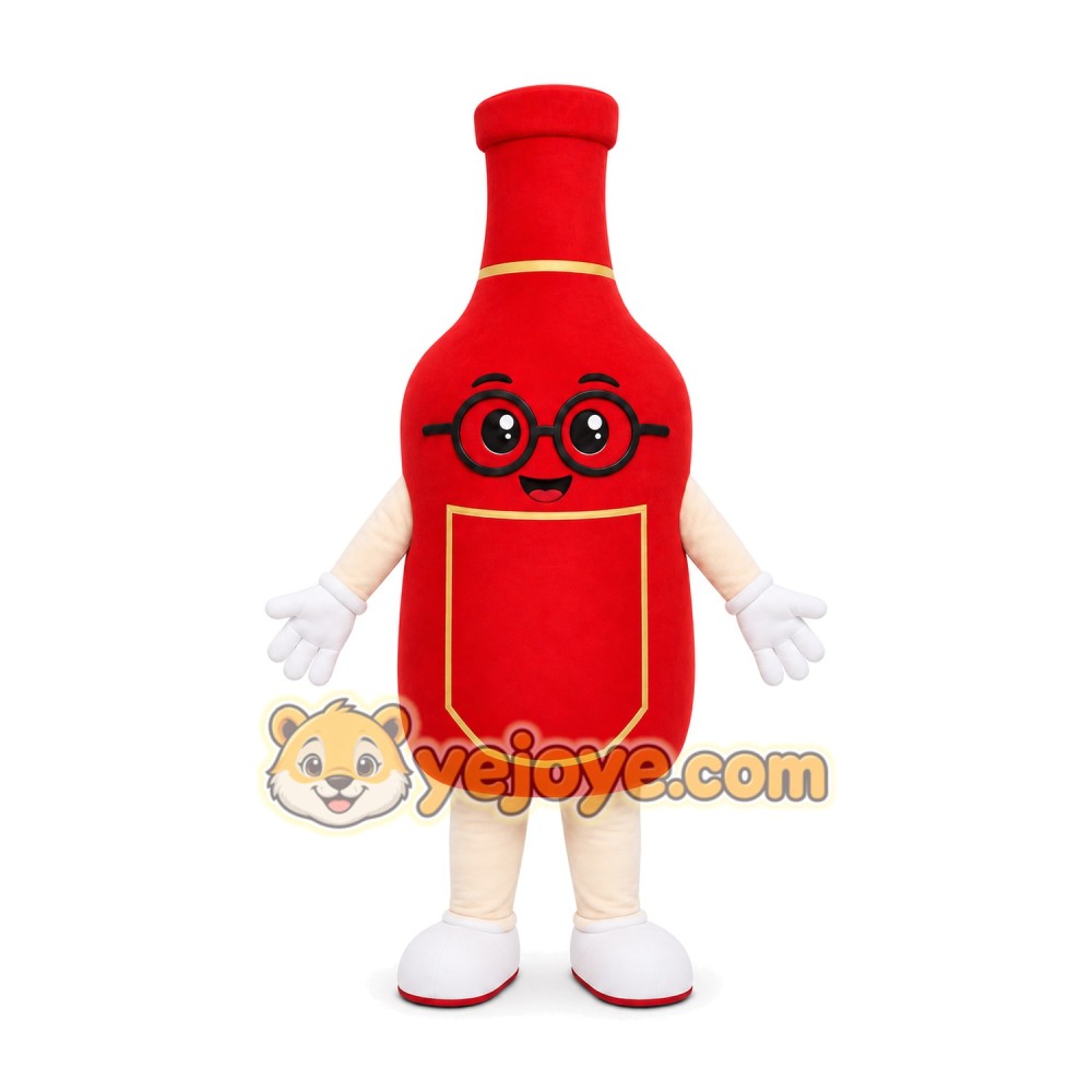 Red Bottle Mascot Costume Red Bottle Mascot Costume