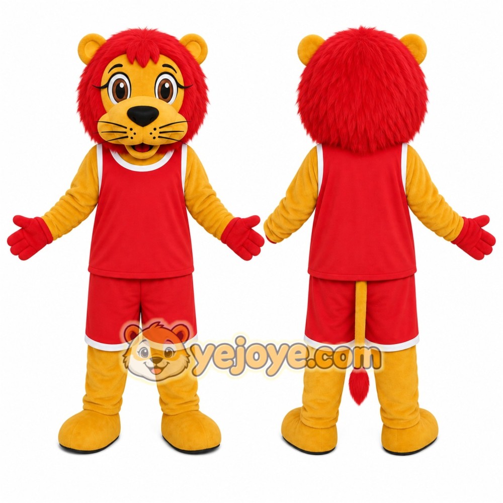Lion Red Outfit Mascot Costume Lion Red Outfit Mascot Costume