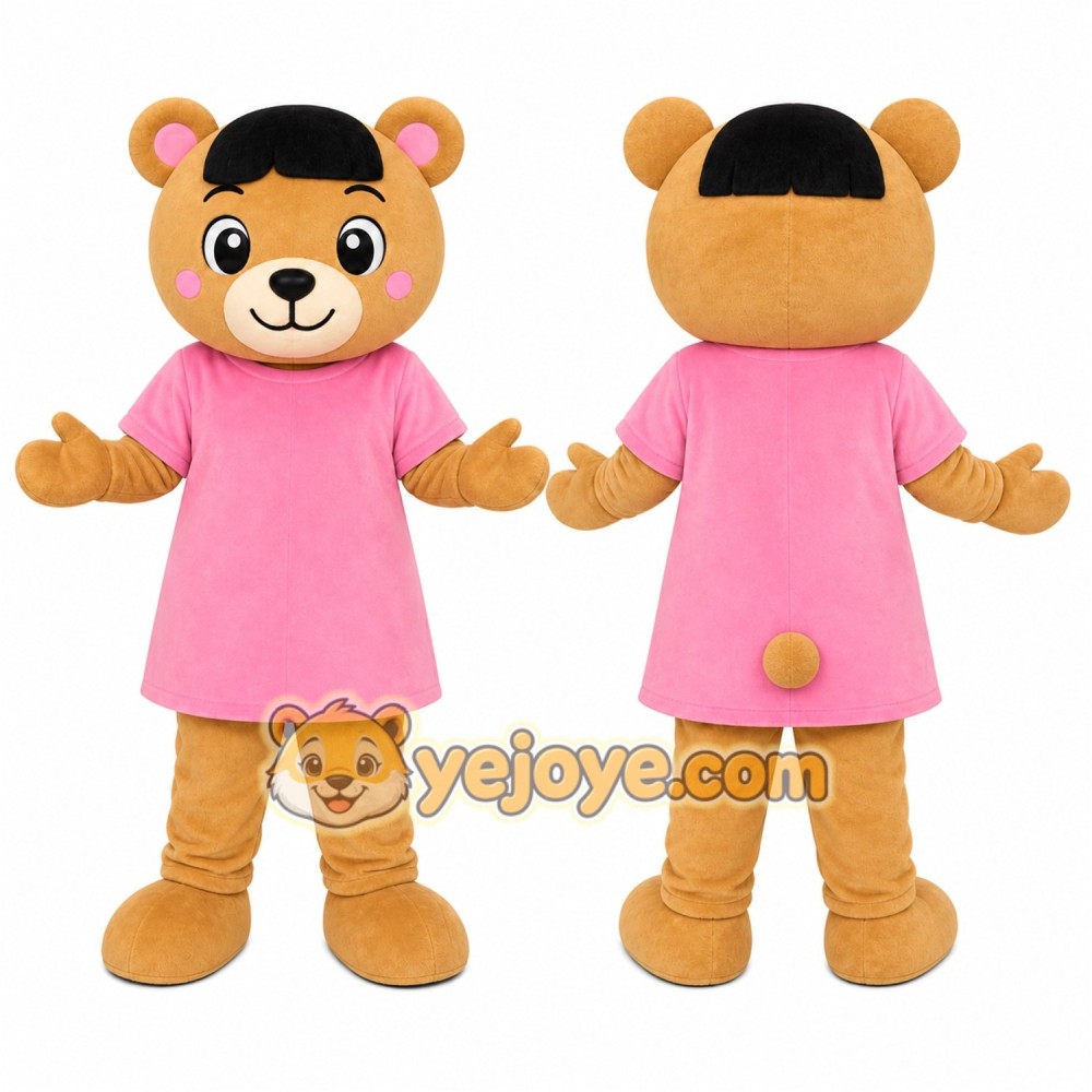Pink Dress Bear Mascot Costume Pink Dress Bear Mascot Costume