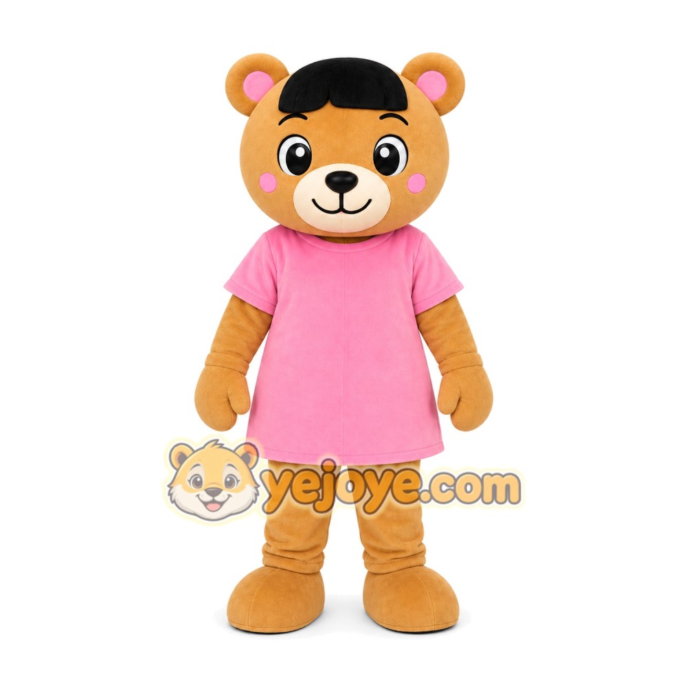 Pink Dress Bear Mascot Costume Pink Dress Bear Mascot Costume
