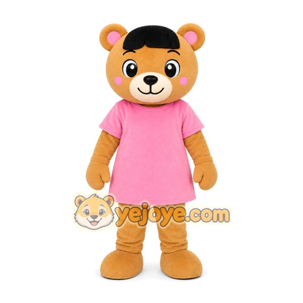 Pink Dress Bear Mascot Costume