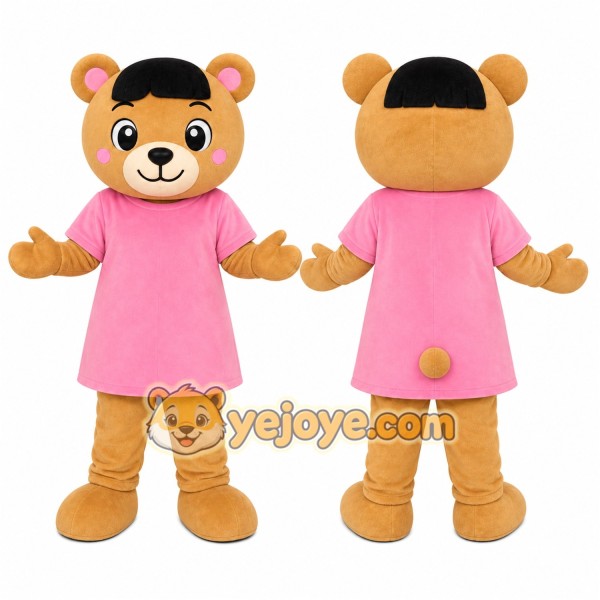 Pink Dress Bear Mascot Costume
