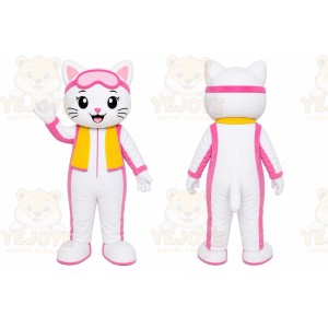 White Cat Tracksuit Mascot Costume
