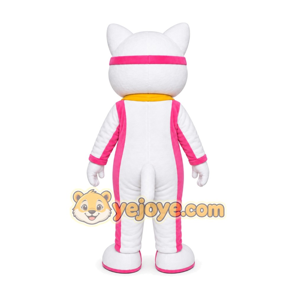 White Cat Tracksuit Mascot Costume White Cat Tracksuit Mascot Costume