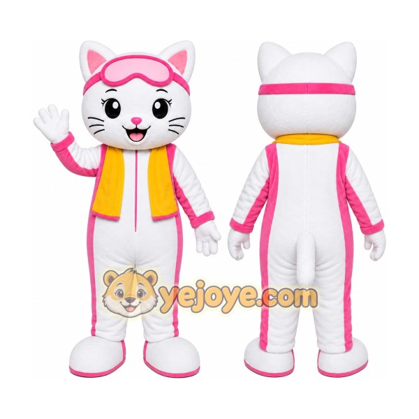 White Cat Tracksuit Mascot Costume
