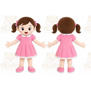 Pink Dress Girl Mascot Costume