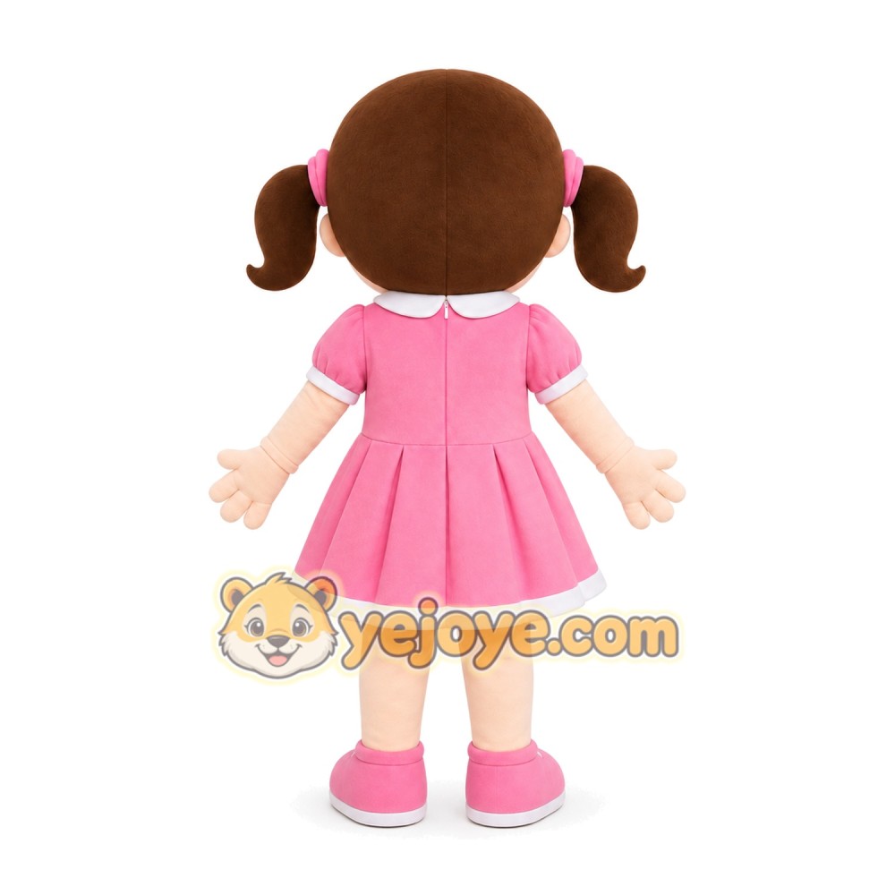 Pink Dress Girl Mascot Costume
