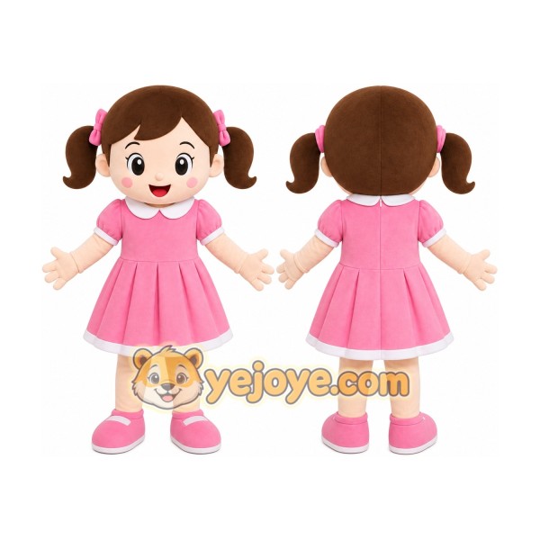 Pink Dress Girl Mascot Costume